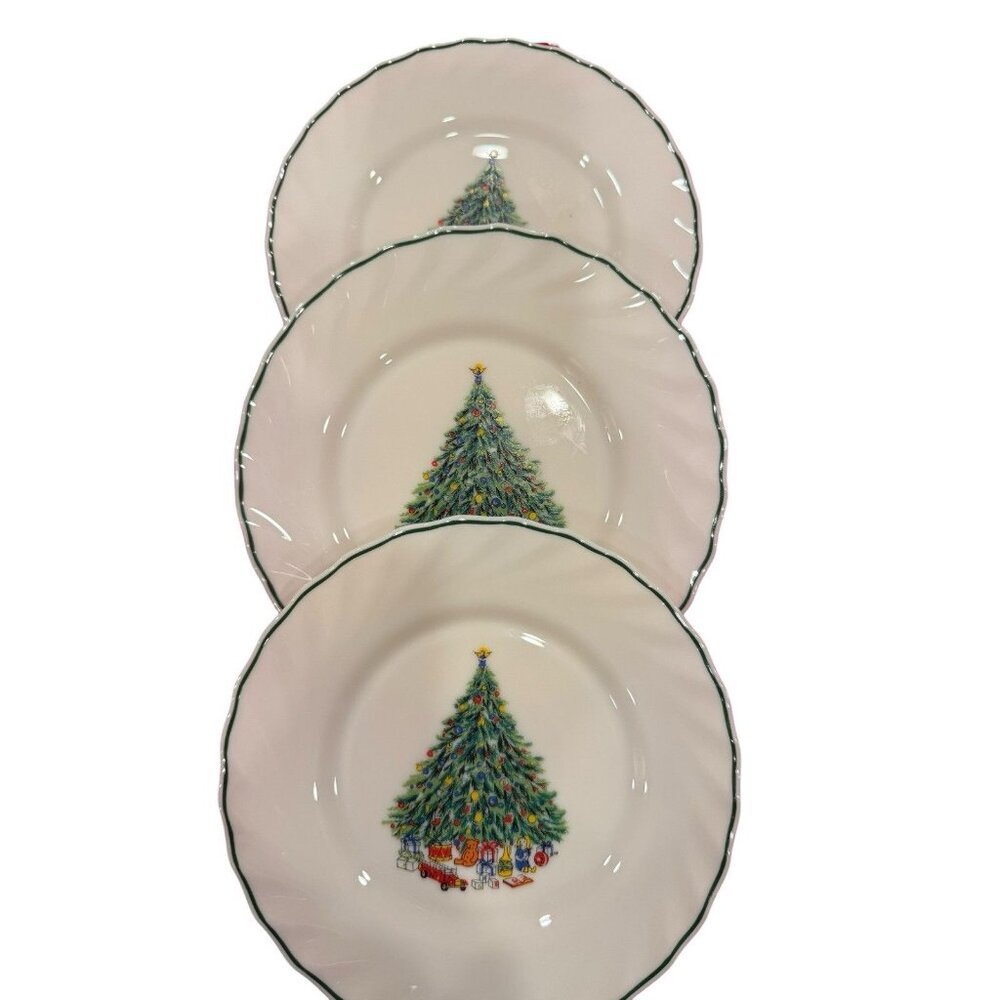 Noel Porcelle The House Of Salem 7.5" Plate Christmas Tree Holiday Set Of 3